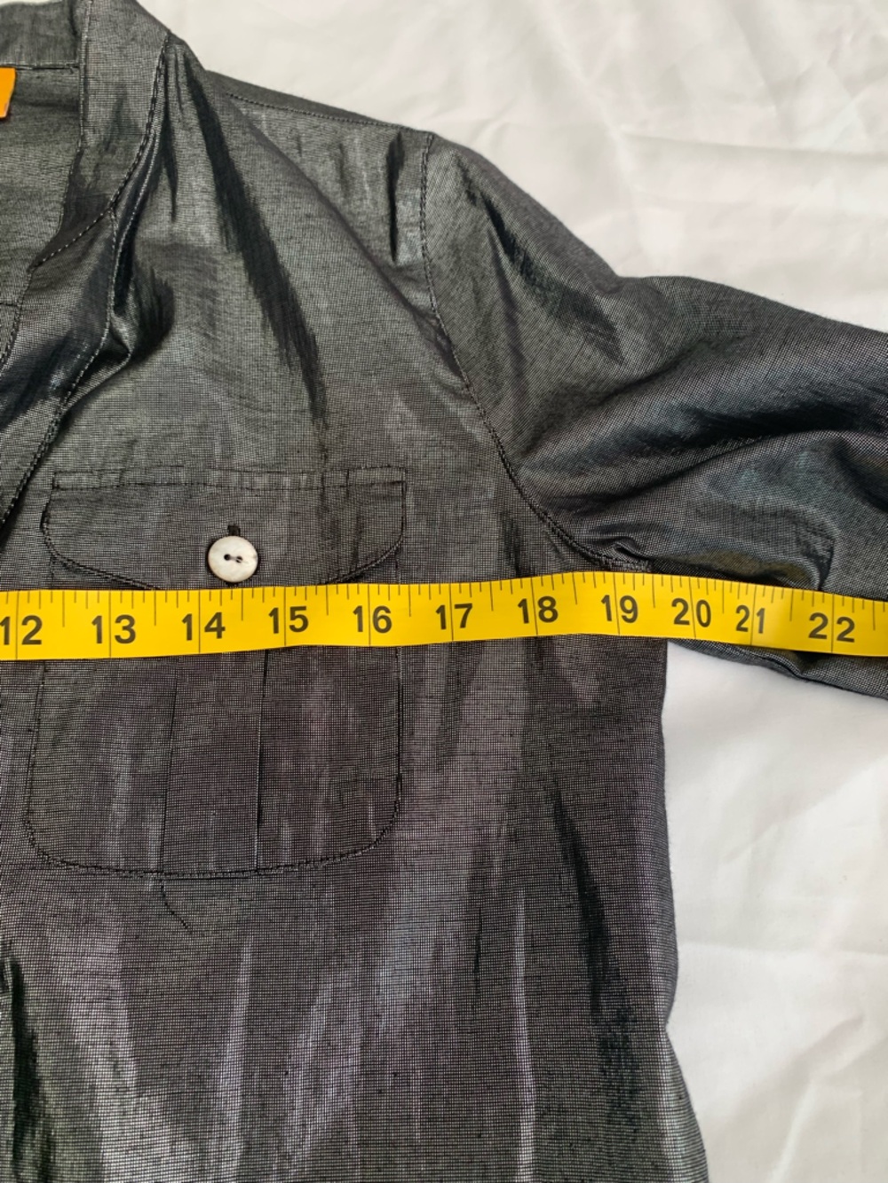 Ruby Rd. Metallic Charcoal Button-Up Shirt Jacket Size 6 - Picture 7 of 9